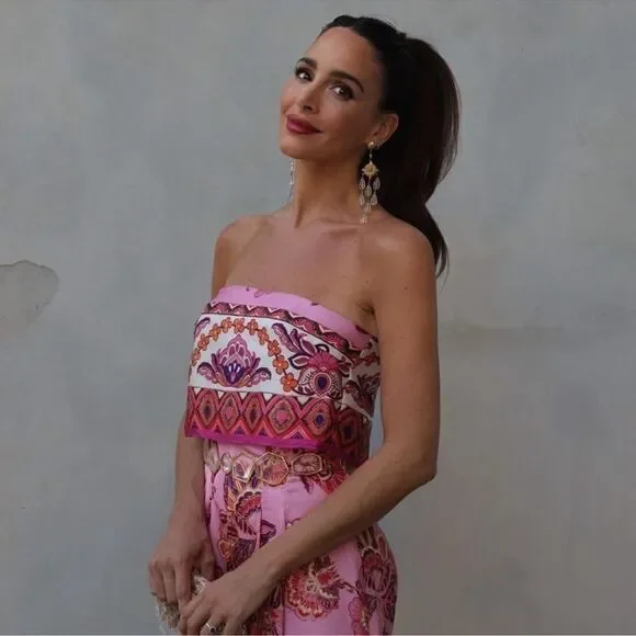 Zara blogger favorite strapless wide leg jumpsuit NWT - Picture 6 of 12